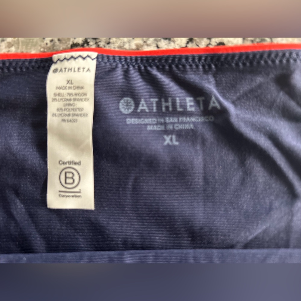 Athleta Colorblock Bikini Bottom XL Red Navy NWT UPF Swimwear - Picture 3 of 6